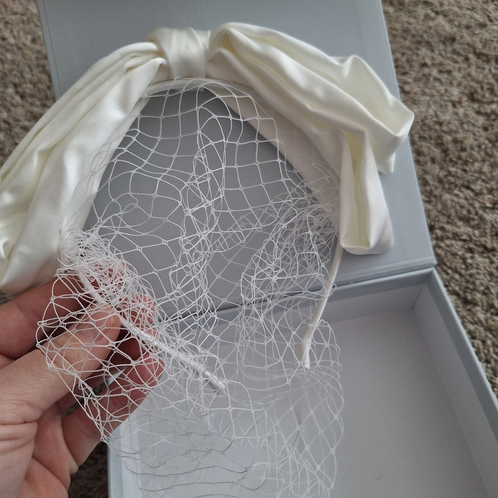 NEW Kristin Ess Hair The Veil Headband Bright White Vintage Inspired Bride NIB